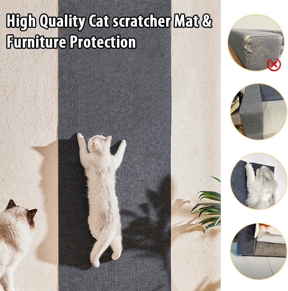 NATUYA Self-Adhesive Scratching Mat, Cat Scratching Mat, Cat Scratching Mat, Cat Scratching Board, Cat Wall Activity Scratching Posts (Dark Gray, 40 * 100CM) image number 3