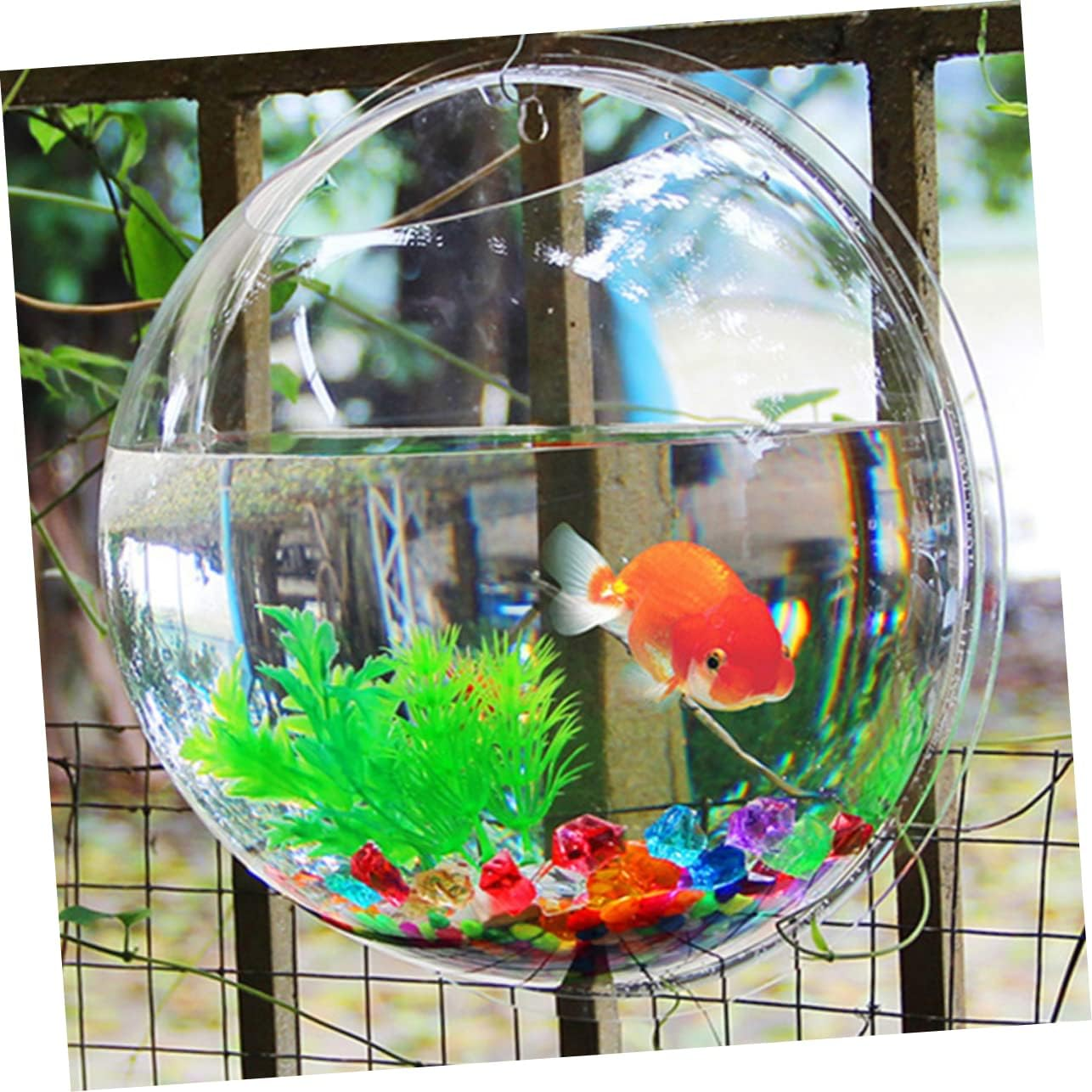 GANAZONO Wall-Mounted Acrylic Fish Bowl Planter Clear Hanging Plant Pot Decorative Tank for Home Decor Modern Hydroponic Container for Weddings and Parties