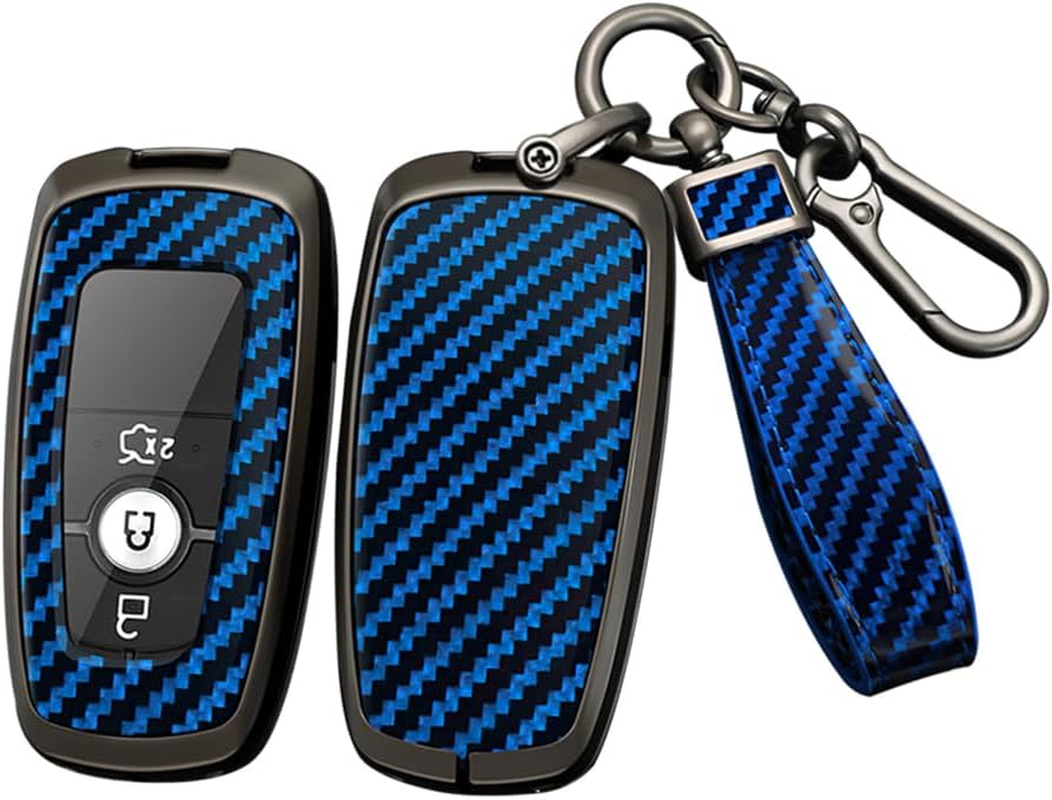 Ontto Alloy Car Key Fob Cover Fit for Ford Mustang Edge Fusion S-Max Ranger Mondeo F-150 F-250 Ecosport Key Case Keyring PVC Key Shell Holder Keychian Accessories 2/3/4/5 Buttons Black