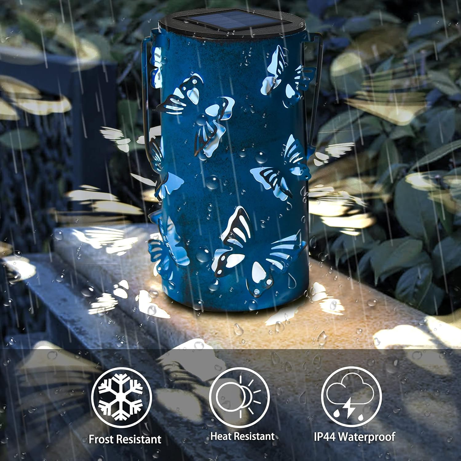 Solar Lanterns Outdoor with Shepherds Hook, Hanging Waterproof Solar Powered Garden Lantern,Metal Lantern Outdoor Decorative Lights for Yard, Lawn Porch Pathway, Landscape image number 1