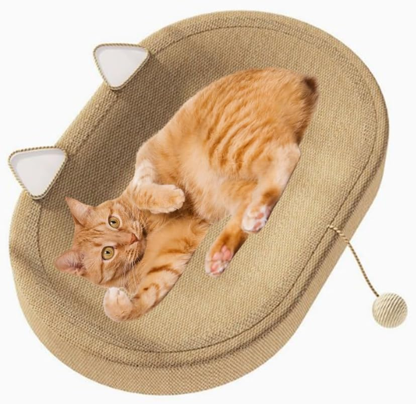 Extra Large Cat Scratching Pad with Sisal, Durable Breathable 2 Ears Multi-Functional Cat Scratch Board Cat Bed for Cats Beach Home Indoors Outdoors image number 2