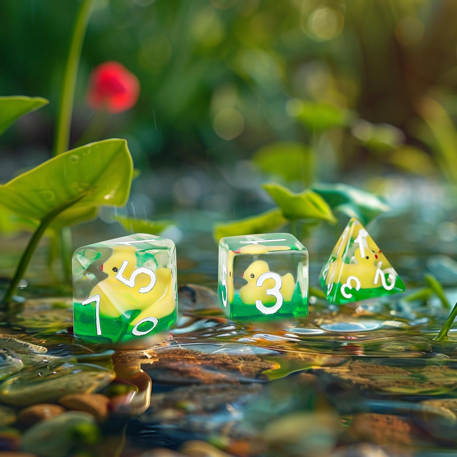 Oricraft D20 Yellow Duck Dice DND Dice Set Cute Duck inside DND Gaming Dice Polyhedral Role Playing Game Dungeons and Dragons Dice - Dark And Pupple image number 6