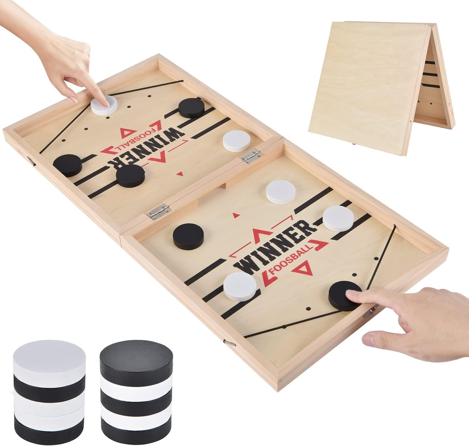 Large Fast Sling Puck Game Super Wooden Chess Set Board Games for Family Game Night and Party with Friends Winner Foosball and Rapid Bored Games Set，Board Games for Kids 8-12 image number 4