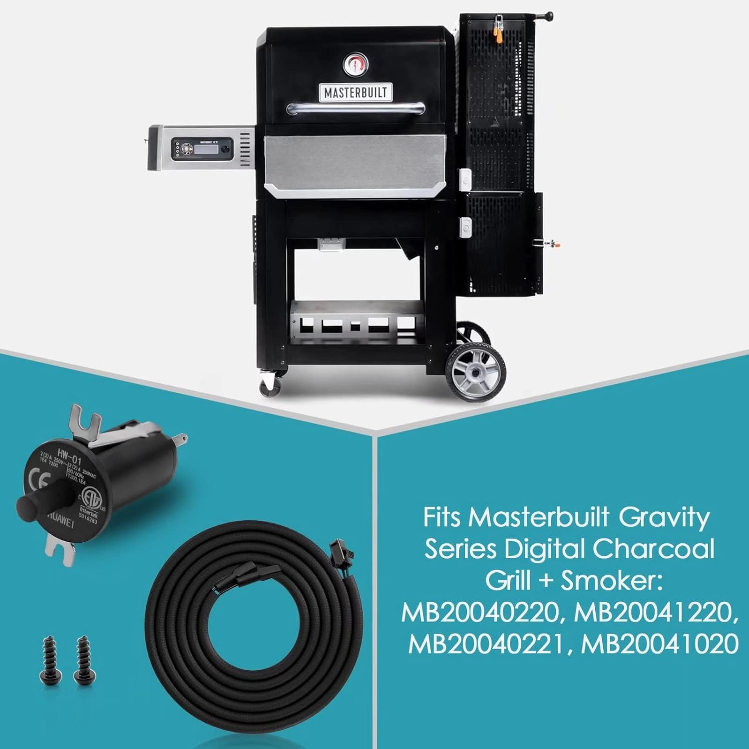 Hopper Lid/Door Switch Kit, Replacement Part for Masterbuilt Gravity Series 560/800/1050 XL Digital Charcoal Grill + Smokers, 1 Pc Hopper Lid/Door Switch and 1 Pc Hopper Wire image number 3