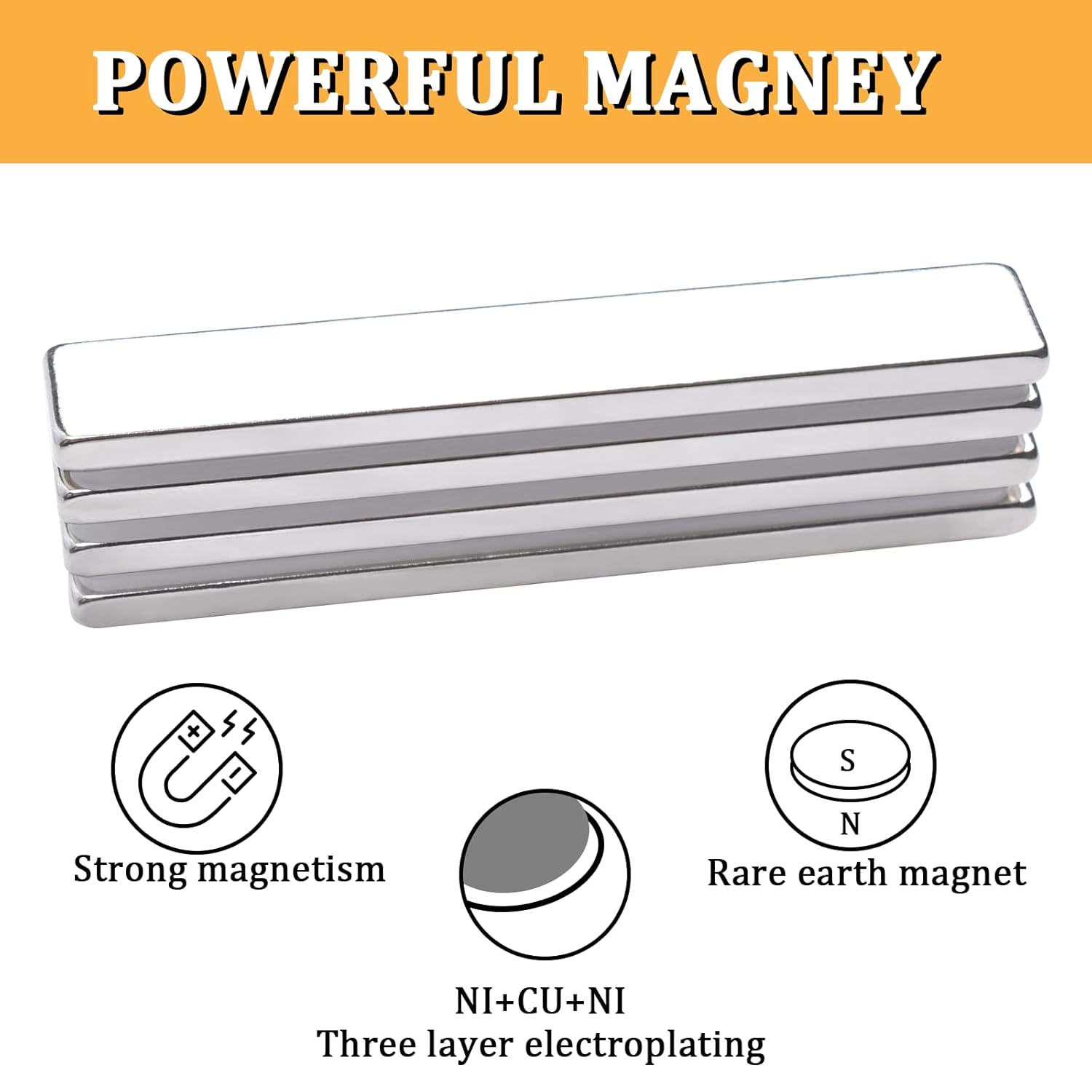 MIN CI 10 Pack Neodymium Bar Magnets,Powerful Rare Earth Magnets 60X10X3Mm with Double-Sided Adhesive, for Crafts Industrial Science, Strong Rectangular Magnet Heavy Duty image number 5