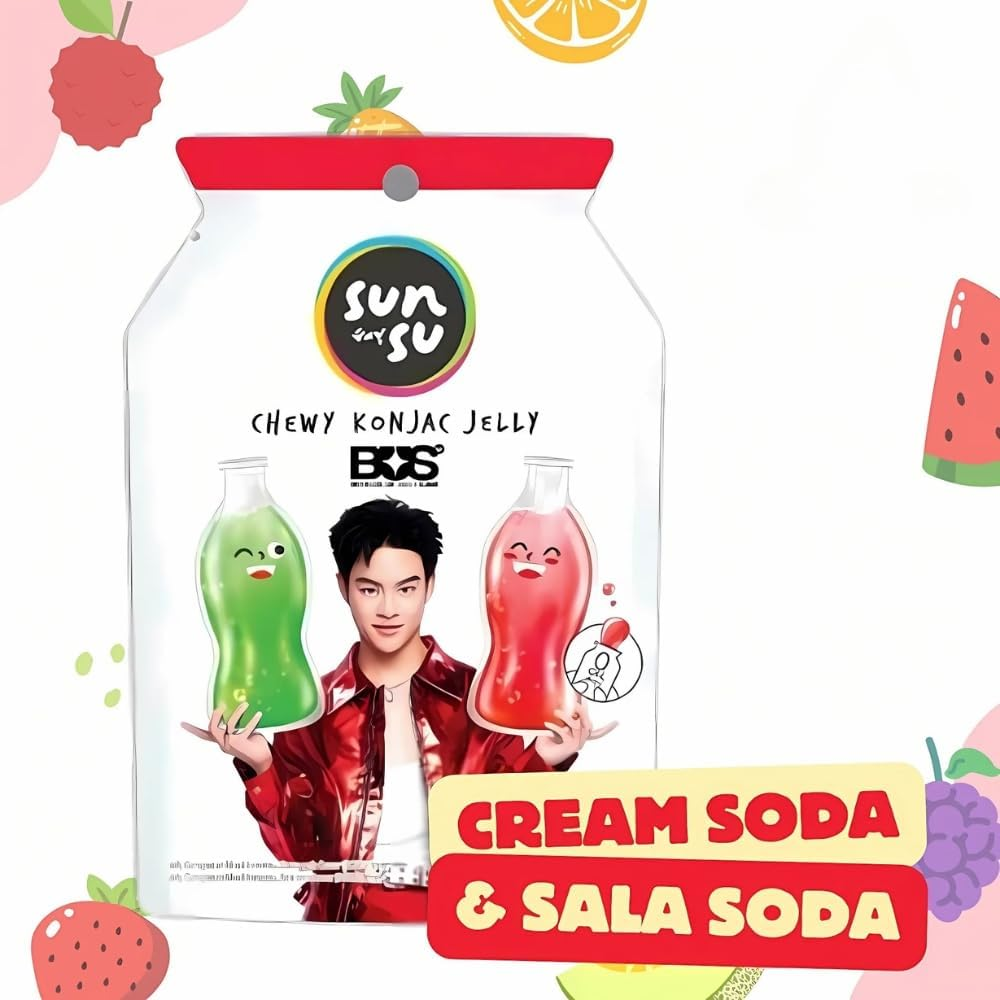 Sunsu Chewy Jelly Cream Soda & Sala Soda Flavour 96G