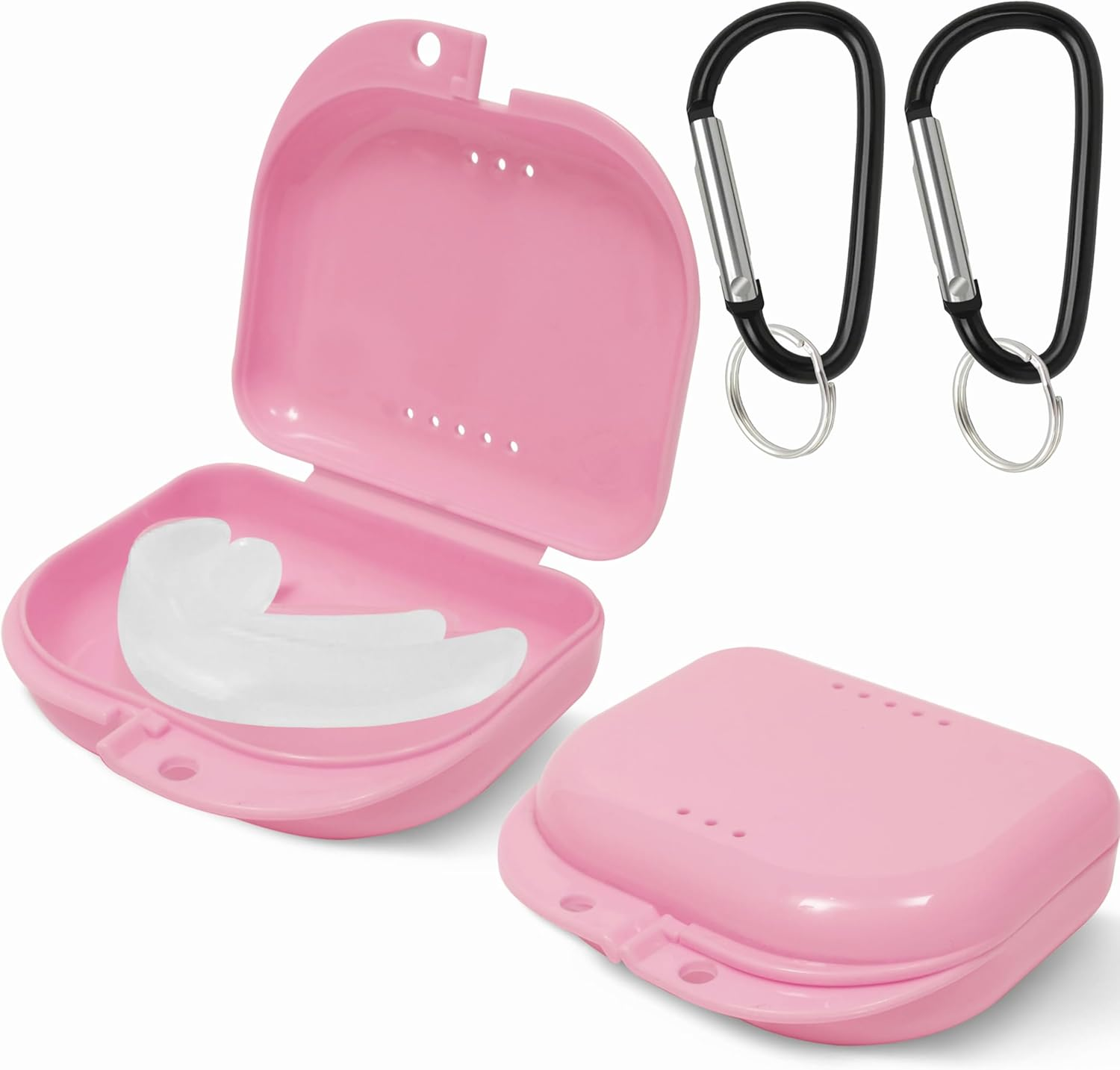 Retainer Case - Pack of 2 - Odorless Mouth Guard Case-Retainer Holder-Ventilated, Durable & Hygienic Night Guard Case for Carrying and Protecting Braces, Partial Dentures & Aligners-3.14 X 3.14 X 1.1