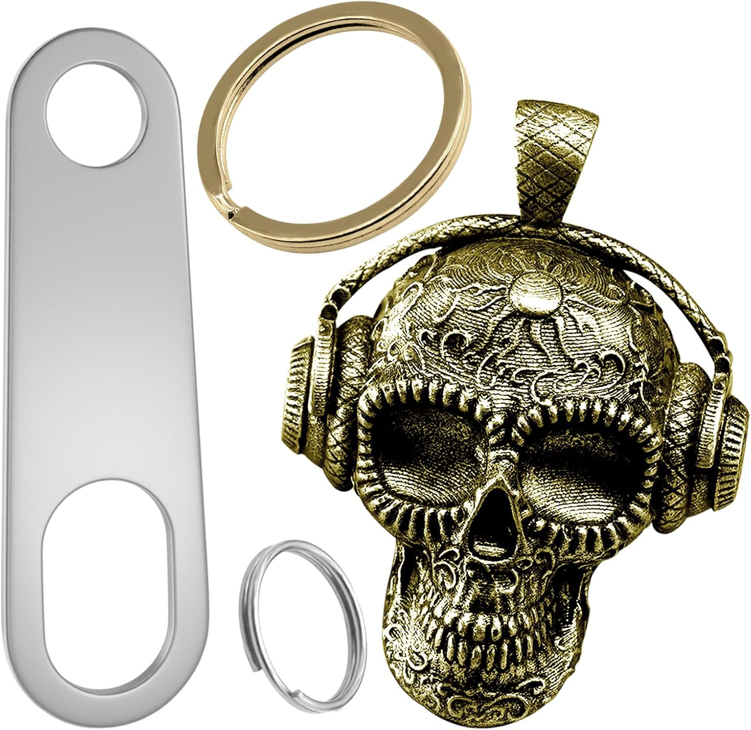 Motorcycle Guardian Luck Bell Rock Skull Biker Gremlin Bell Car Key Chain Ring Accessories with Motorcycle Bell Hanger image number 3