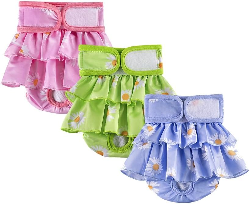 Reusable Dog Diapers Female 3 Pack Washable Highly Absorbent Doggie Diapers, Flexible Doggy Diapers Female image number 3