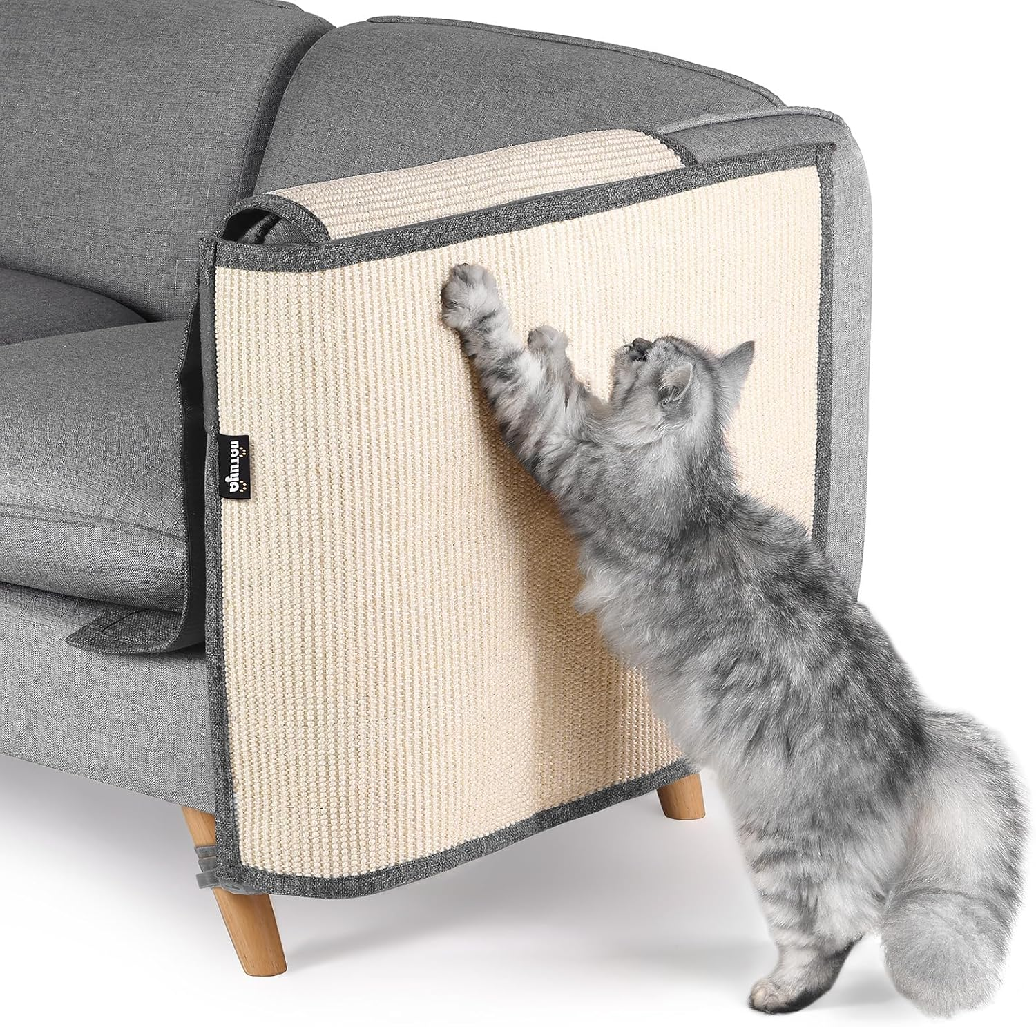 NATUYA Furniture Protectors from Cats-Cat Couch Protector Large Sisal Cat Scratching Mat-Protect Sofa Corner Cushion Chair (Sisal Armrest - Left) image number 3