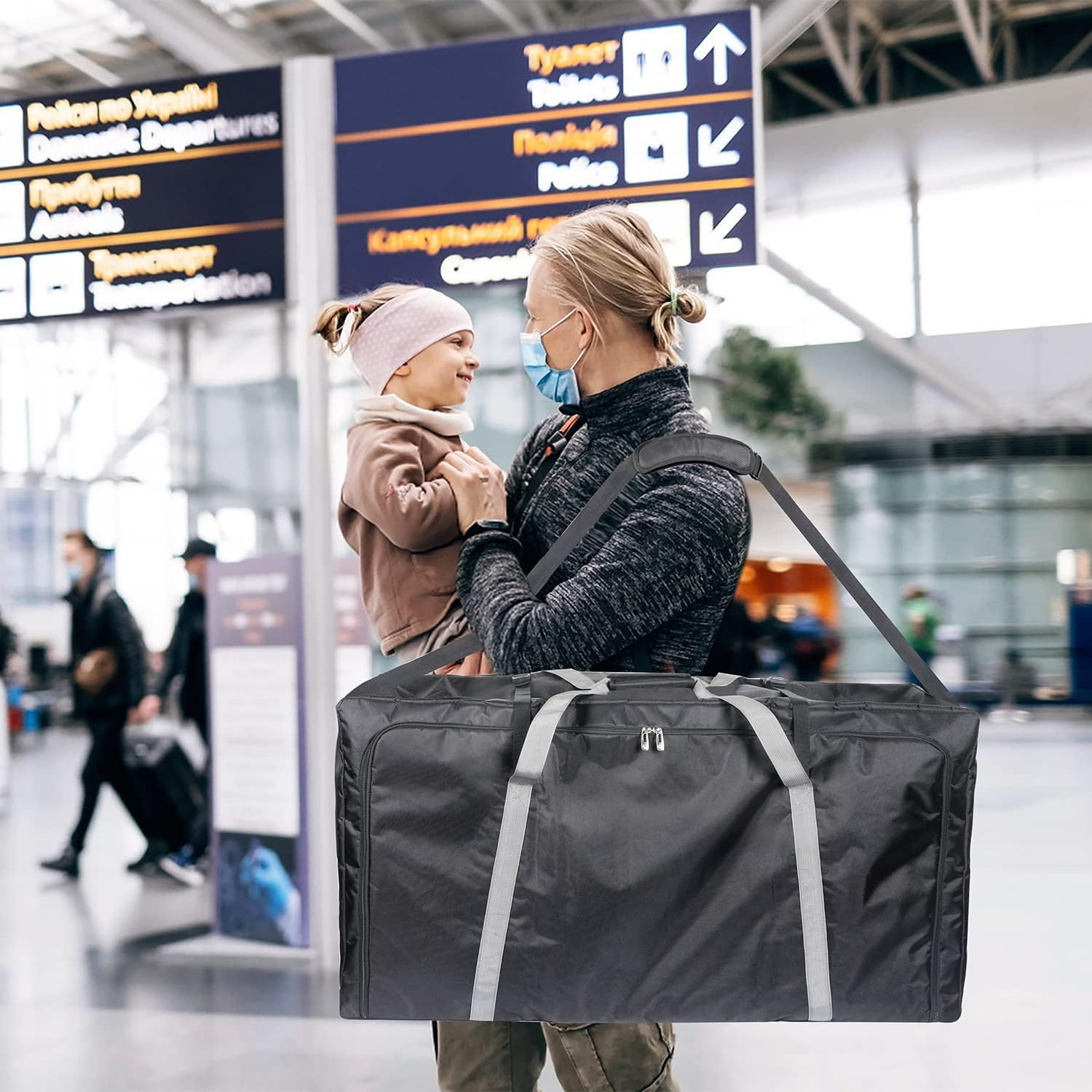 Hap Tim Stroller Travel Bag for Airplane, Protective Carry Handles and Detachable Padded Shoulder Strap, Large Storage Bag for Baby Travel Essentials, Dark Grey (STB-2281) image number 5