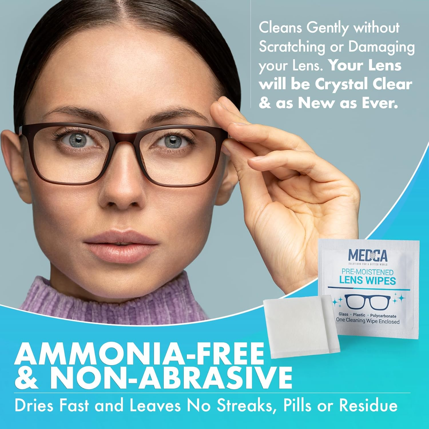 Premoistened Lens and Glass Cleaning Wipes - Portable Travel Cleaner for Glasses, Camera, Cell Phone, Smartphone, and Tablet - Disposable, Quick Drying, Streak Free - Individually Wrapped, Pack of 100 image number 6