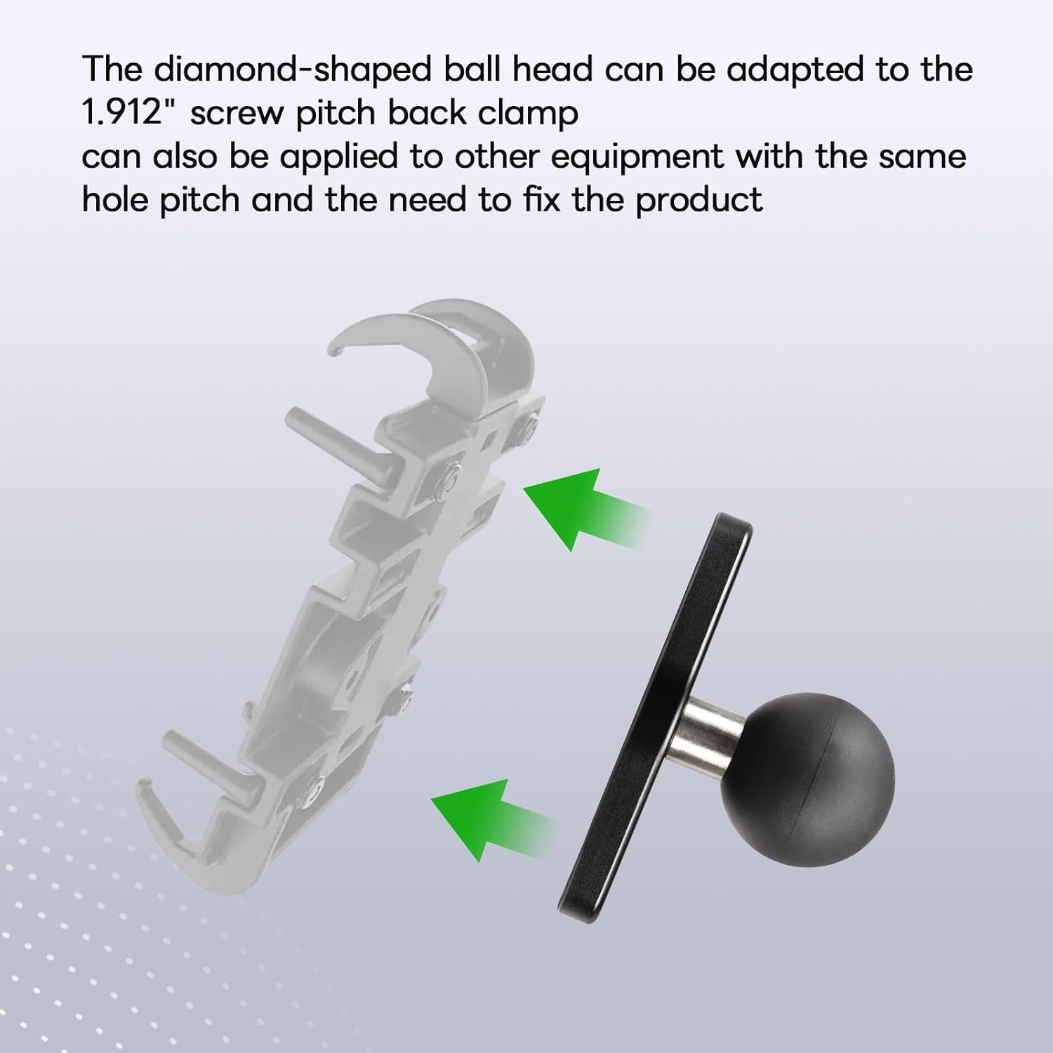 FANAUE 2 Pack 1 Inch TPU Ball Mount Diamond Base, Compatible with RAM Mount B Size 1" Ball Double Socket Arm, Meets Industry Standard AMPS 1.912'' Hole Pattern