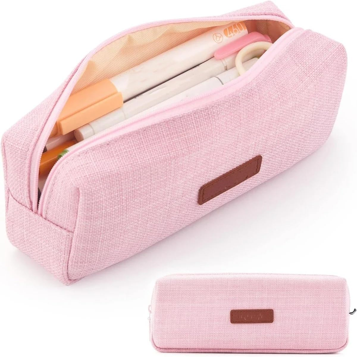 Cotton Linen Small Student Stationery Bag Coin Cosmetic Bag, 1PC Pink image number 5