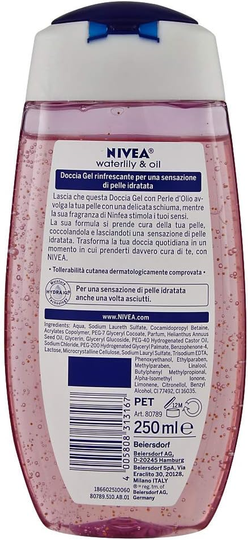 Nivea Waterlily & Oil Shower Gel in Pack of 6 X 250 Ml, Fresh and Gentle Shower Foam, Gel Formula Enriched with Oil Beads and Water Lily Fragrance