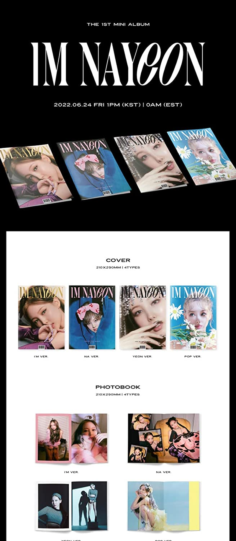 Twice Nayeon IM NAYEON 1St Solo Mini Album C-YEON Version Cd+Photobook+Envelope+1P Polaroid Photocard+1P Clear Postcard+1P Business Card+1P Interview Poster on Pack+2P Photocard+Tracking Sealed image number 1