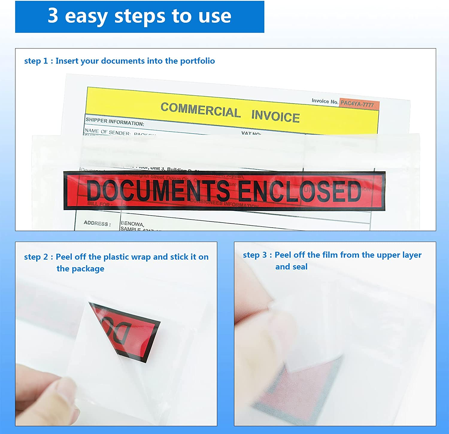 A5 C5 Document Enclosed Wallets 225 X 165 Mm | Peel & Seal Clear Plastic Envelopes/Sleeves/Pockets/Wallets | Attach Invoices, Packing Lists & Delivery Notes to Parcels