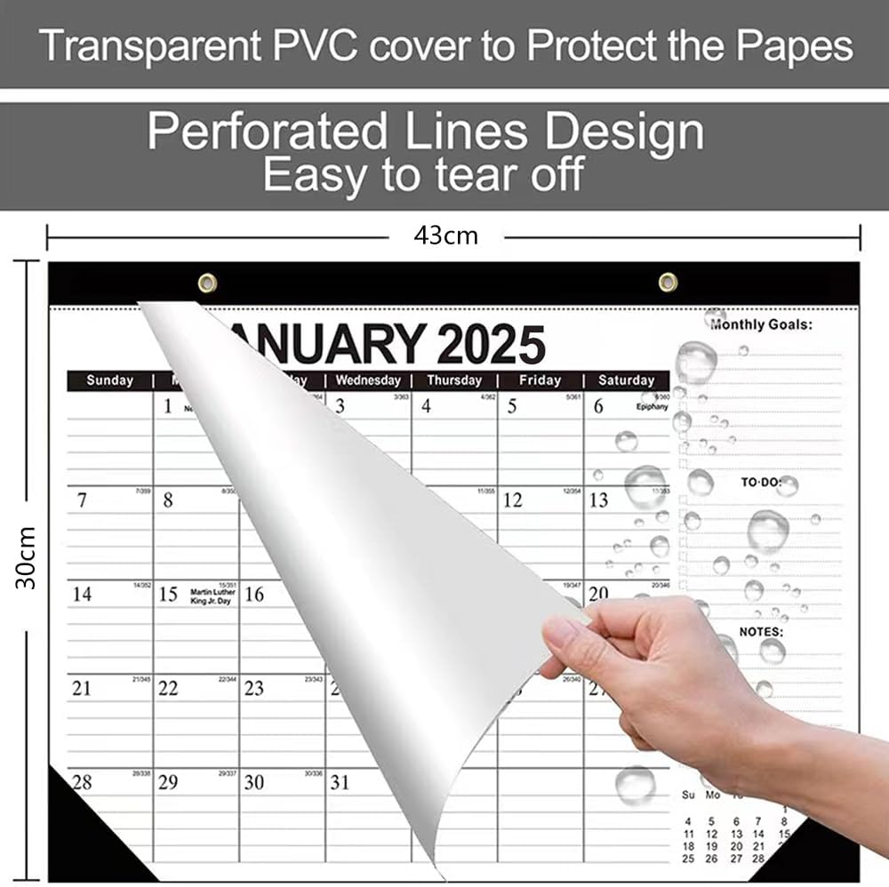 Desk Calendar,18-Month Desk/Wall Calendar, January 2025 to June 2026, 43 * 30CM, Thick Paper, Large Ruled Blocks,Perfect for To-Do List,Notes for Home School Office image number 4