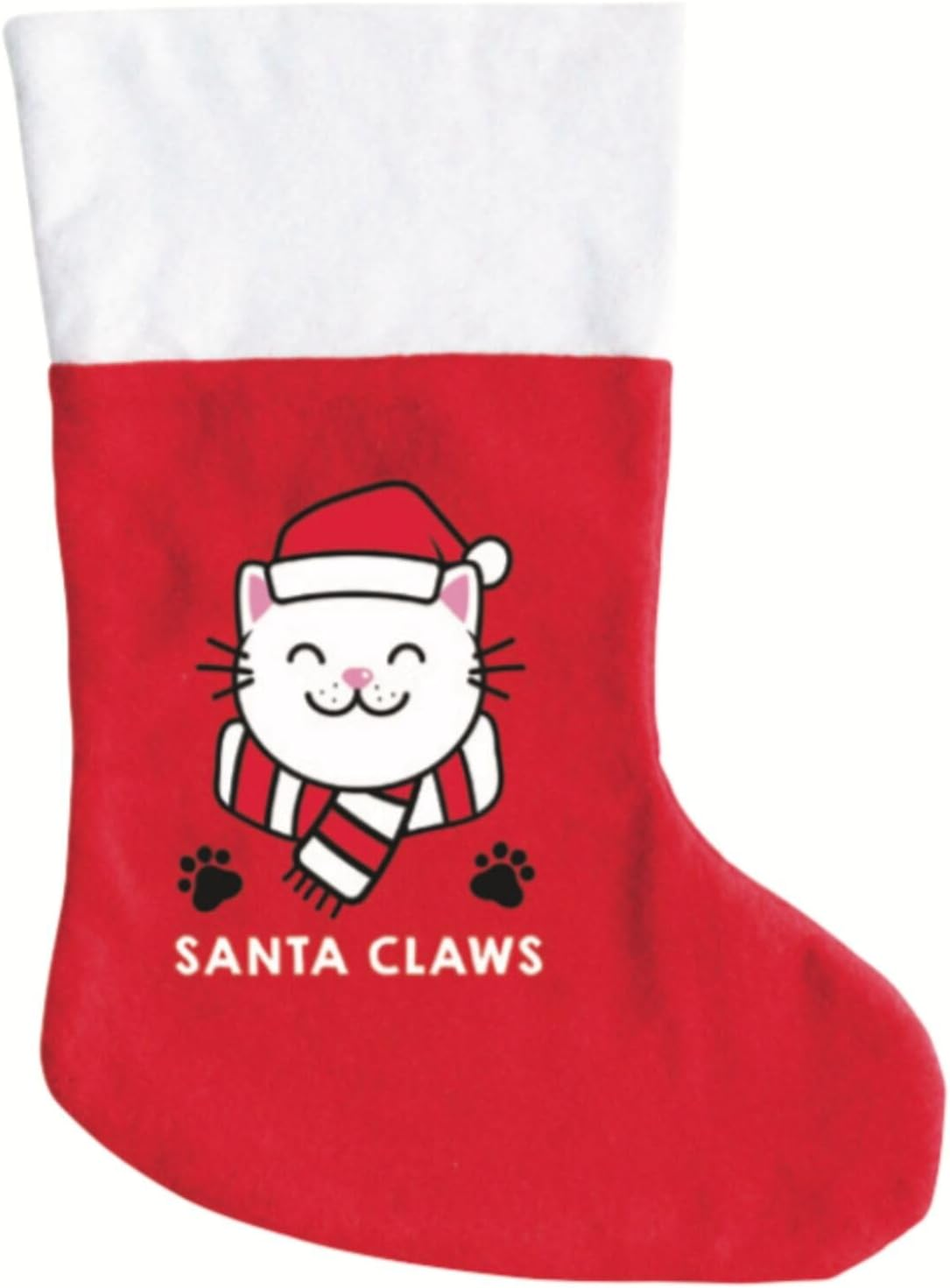 Pet Christmas Stocking Dog Cat Gift Bag Wrap Xmas Decor Santa Paws Claws [Design: Santa Claws]