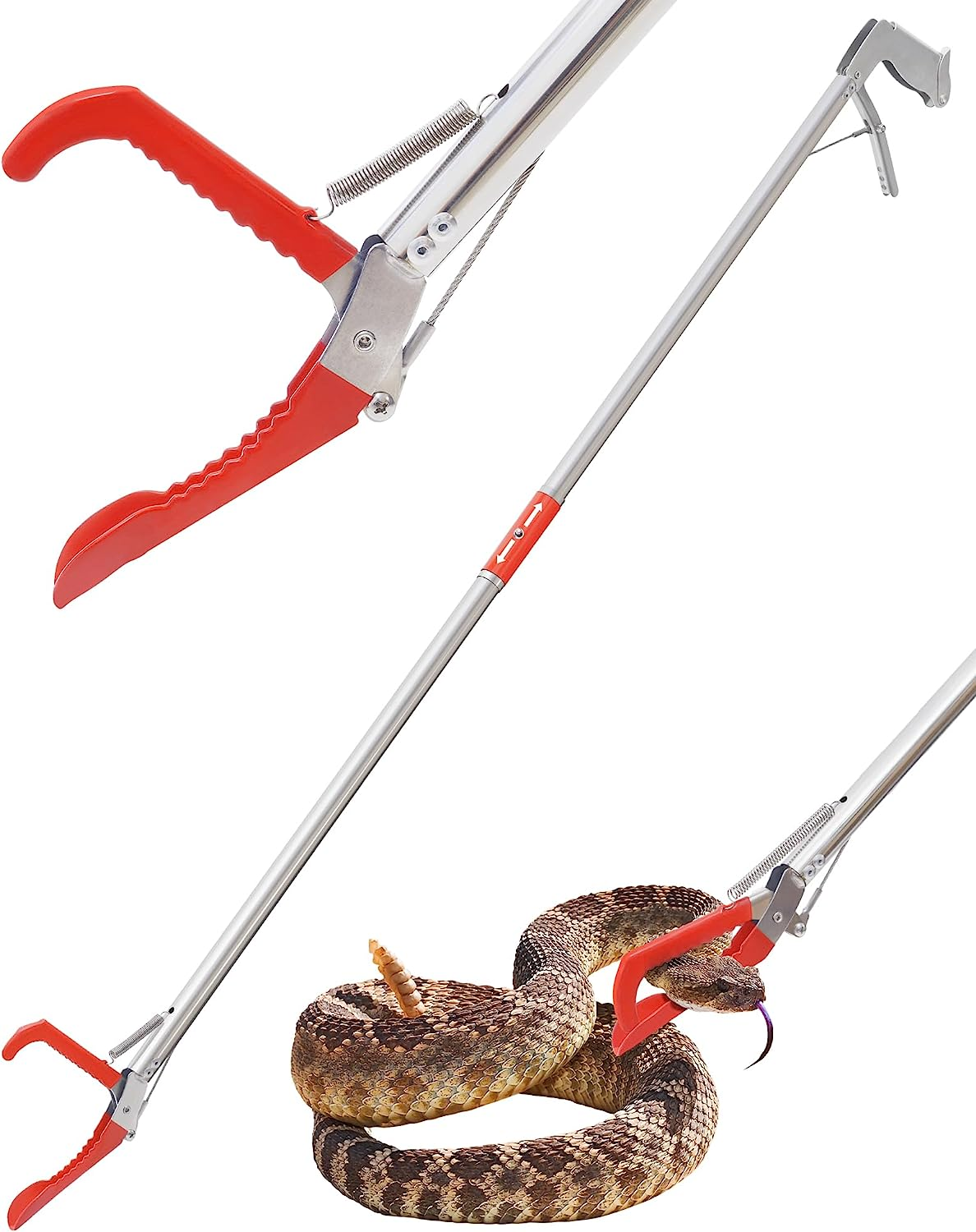 ZOTO 47" Snake Grabber Tool, Collapsible Snake Catcher Tongs, Professional Reptile Grabber Rattle Wide Jaw Handling Tool with Lock for Rattlesnake