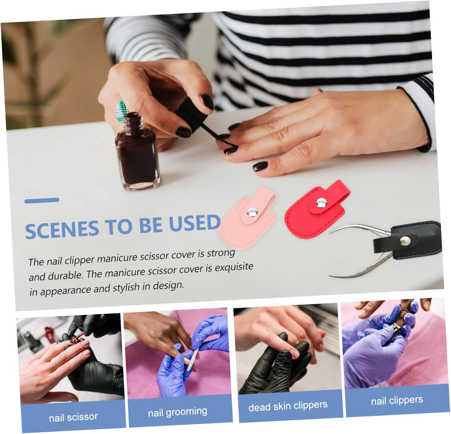 Beaupretty 5Pcs Nail Scissor Covers PU Protective Case Manicure Tool Accessory Cuticle Scissor Sheath Practical Nail Art Supply Safety image number 2