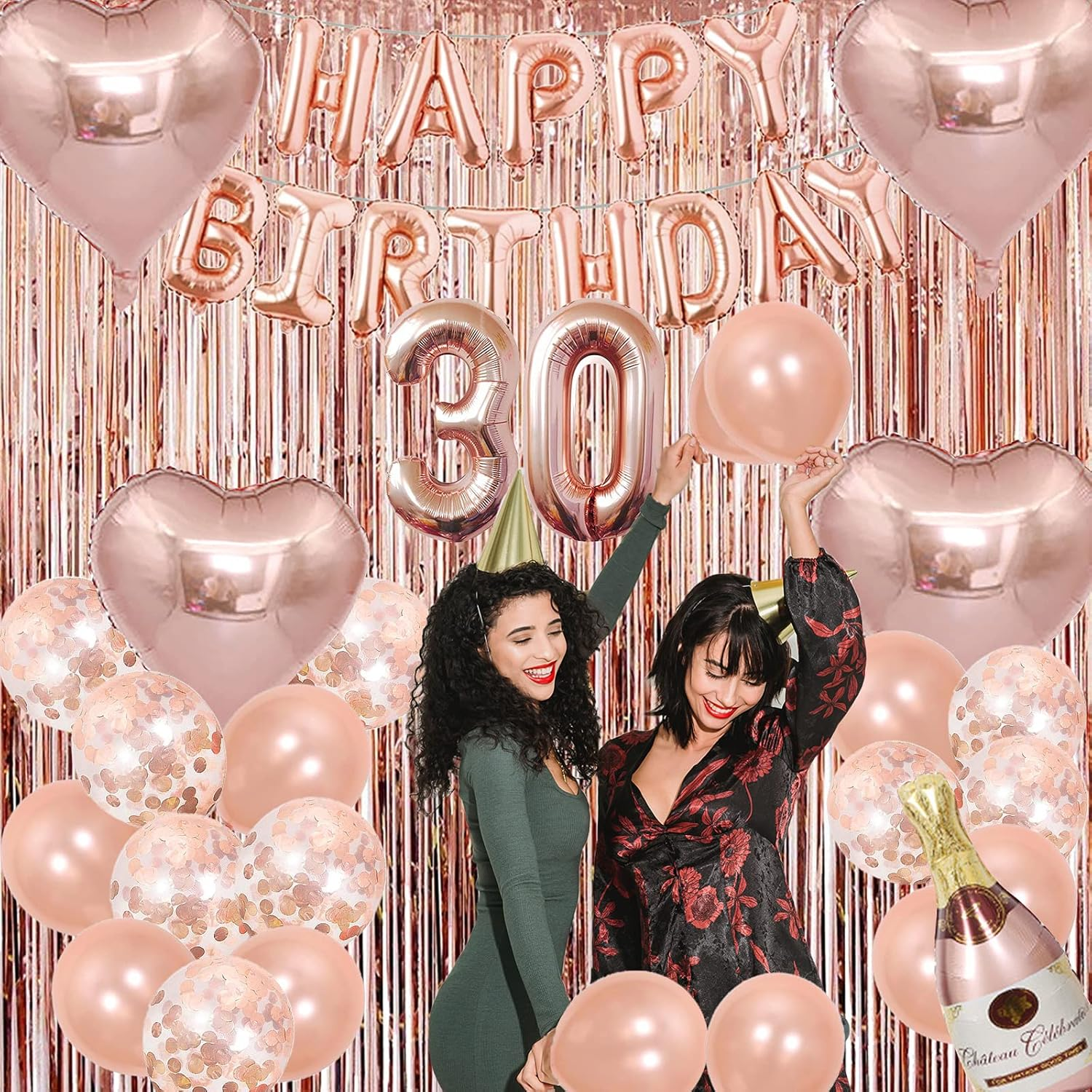 Rose Gold Birthday Decorations for Her , Party Supplies for Women,Decor Balloons Rose Gold (30Th) image number 1