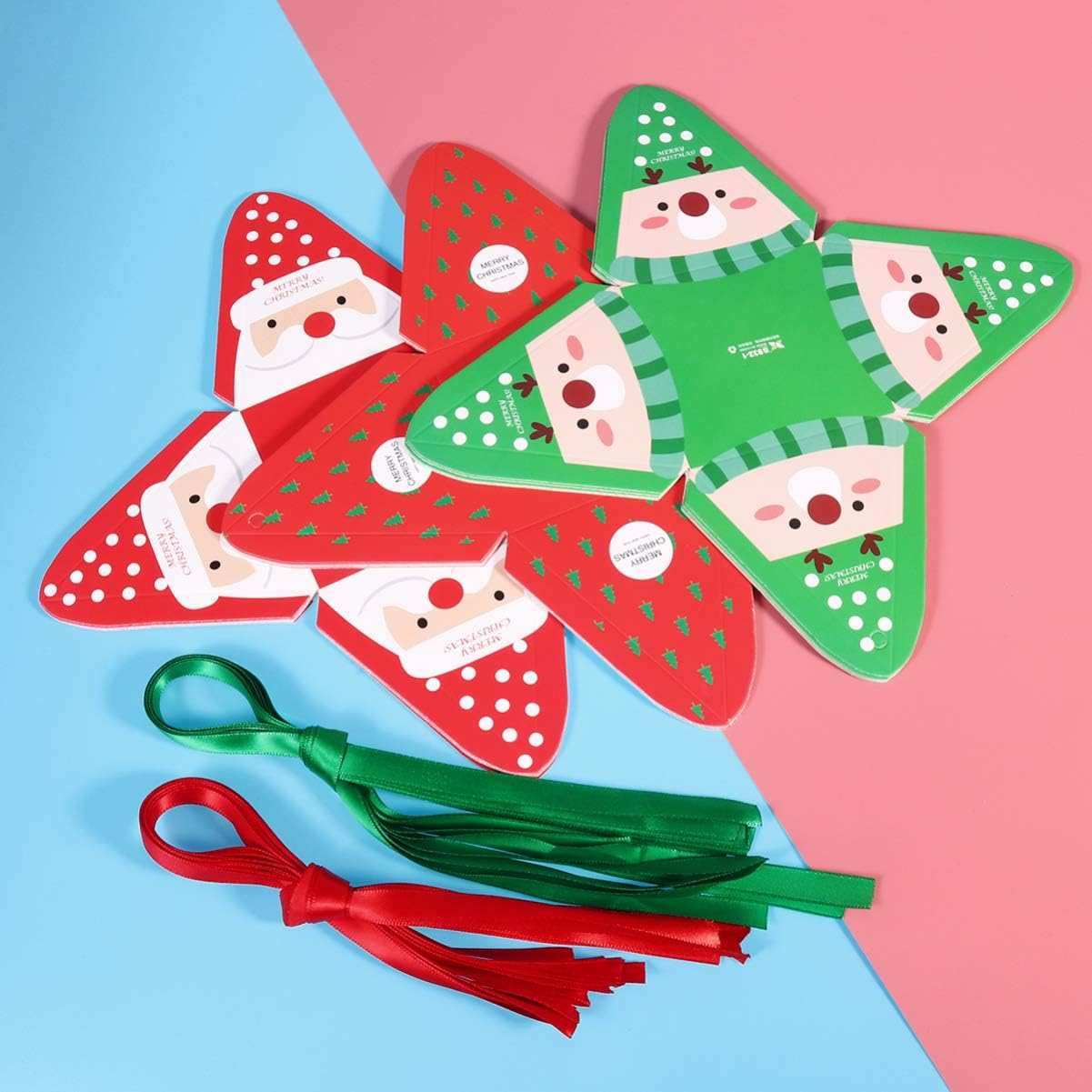 30Pcs Christmas Candy Boxes Xmas Cookie Christmas Tree Printed Paper Box Holiday Treat Packaging Container 8X8X9Cm image number 6