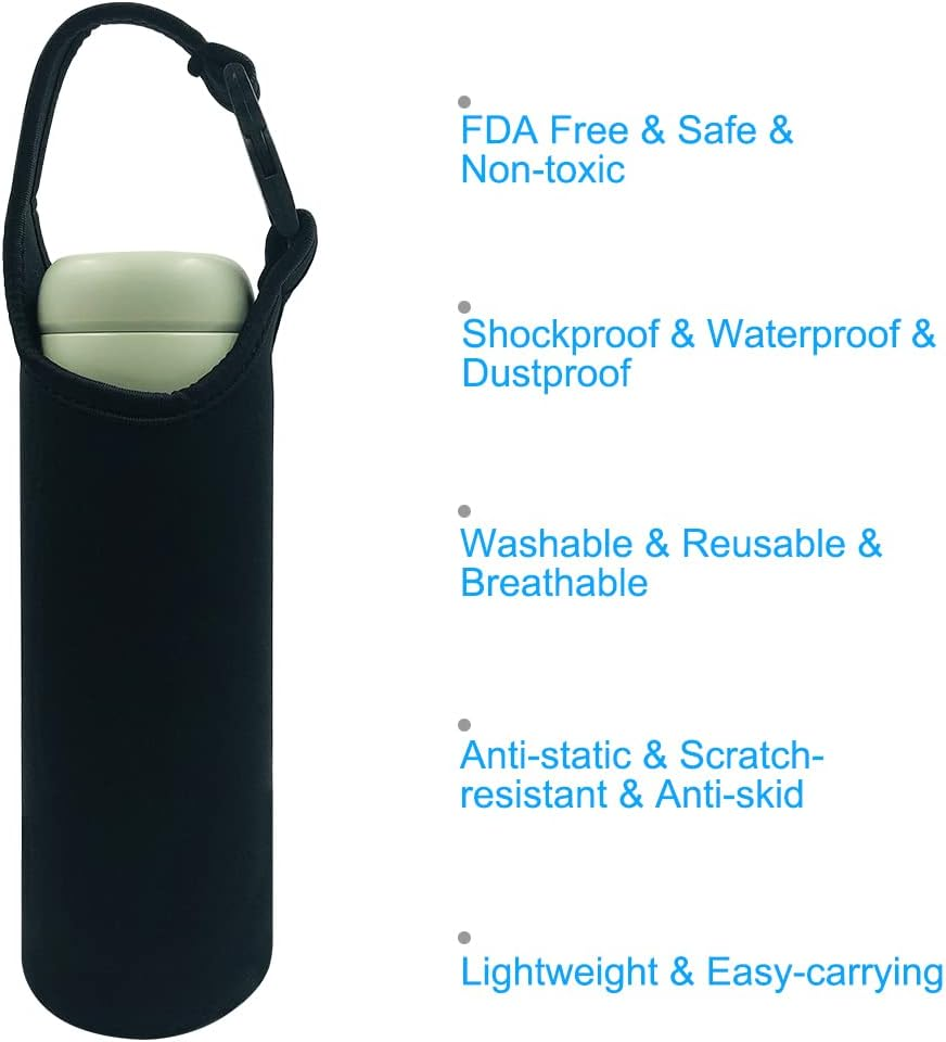 4 Pack Water Bottle Carrier,Danzix Neoprene Sleeve Water Bottles Cup Carrier with 4 Shoulder Strap,Fit for All 16Oz-20Oz Sport Water Bottle-Black image number 4