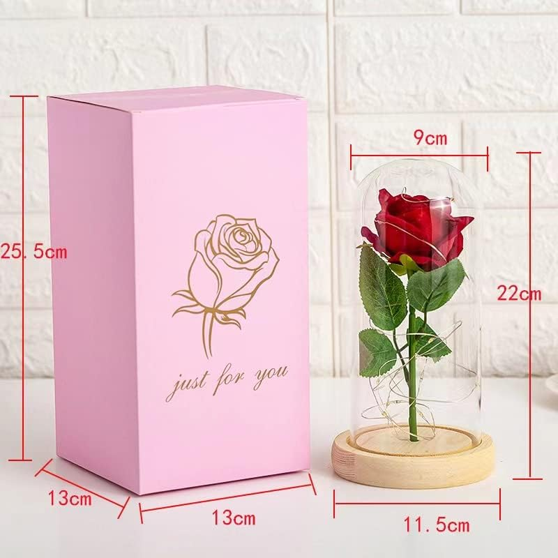 Simulation Rose Flower Preserved Plastic Beauty Red Roses Flowers in Glass Dome, Birthday Gifts Women, Artificial Rose with Led Light, Unique Gift, Valentine'S Day Gifts (Blue) image number 2
