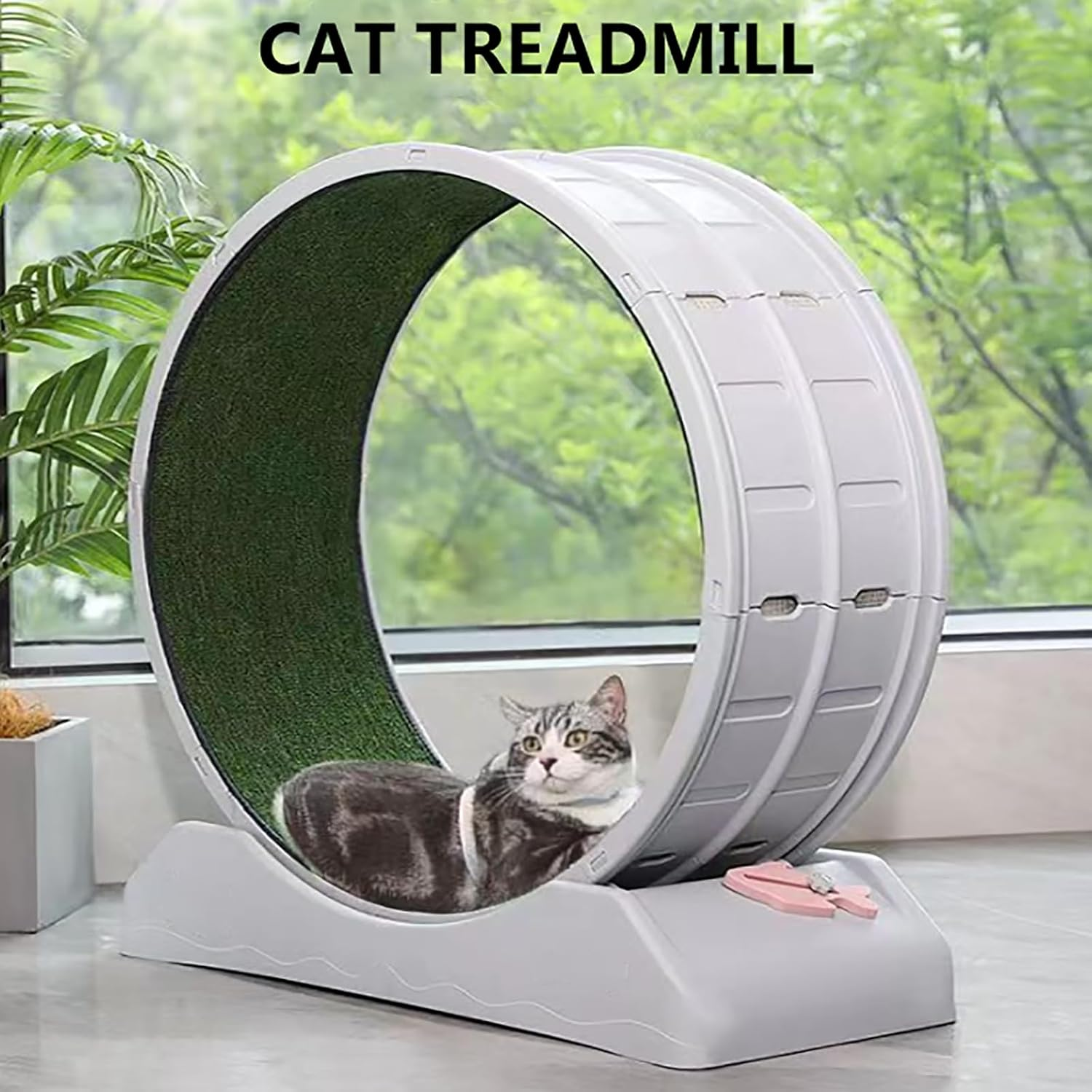 Cat Exercise Wheel for Indoor Cats,31.5 in Diameter with Locking Mechanism, Ultra-Quiet, Promotes Healthy Exercise, for Cat'S Fitness and Health Pink image number 3