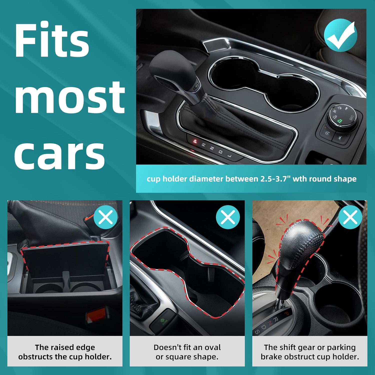 Car Cup Holder Expander, Cup Holder Extender with Expandable Insert, Fits Large Water Bottles 500-1400 ML (7.1-10.5 CM) image number 2