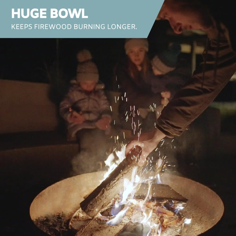 DENKOE 32 Inch round Fire Pit Table with Fire Pit Grill, Extra Thick, Heavy Duty Fire Bowl, Deep Outdoor Firepit, Wood Burning Firepits for outside Patio, Backyard Fire Pits, Large BBQ Pit image number 2