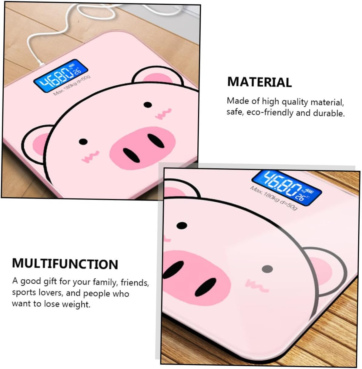 Healeved 1Pc Cartoon Electronic Body Scale with Usb Charging Tempered Accurate Measurement for Home Use Present for Enthusiasts image number 6