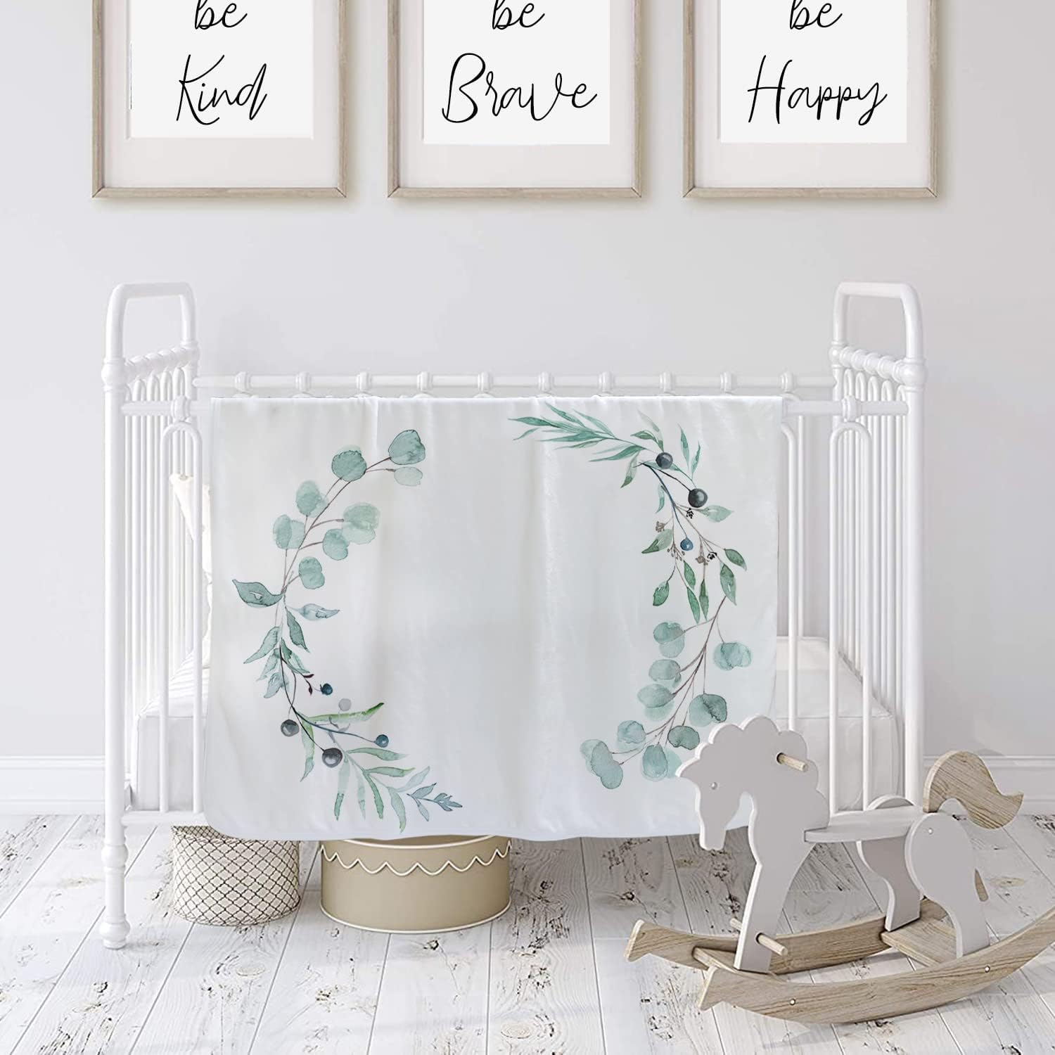 Baby Milestone Blanket for Boys & Girls | Soft Monthly Picture Blanket for Newborn | Eucalyptus Nursery Decor | Photo Prop Blankets Gender Neutral 45"X40" image number 1