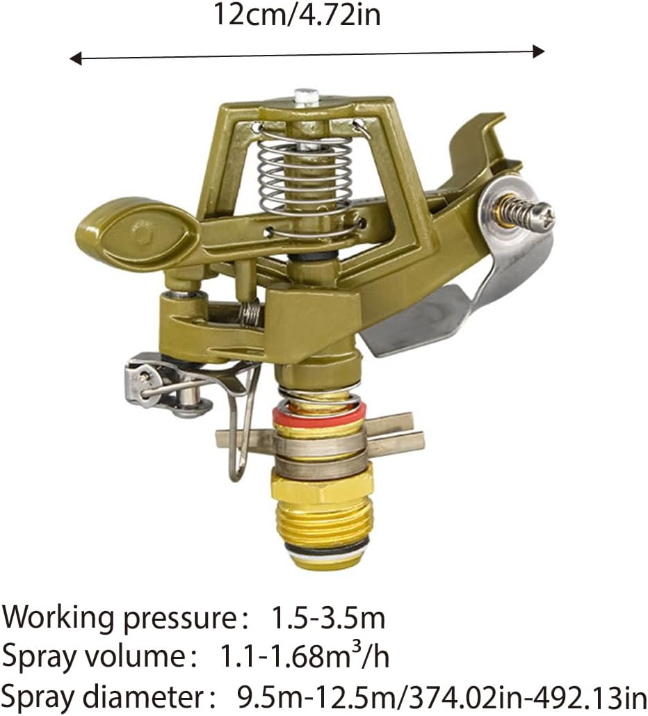 AIMALL Alloy Garden Sprinkler Head &ndash; 360-Degree Automatic Rotating Nozzle, Adjustable Angle, 4-Point Control, Durable Brass & Stainless Steel image number 4