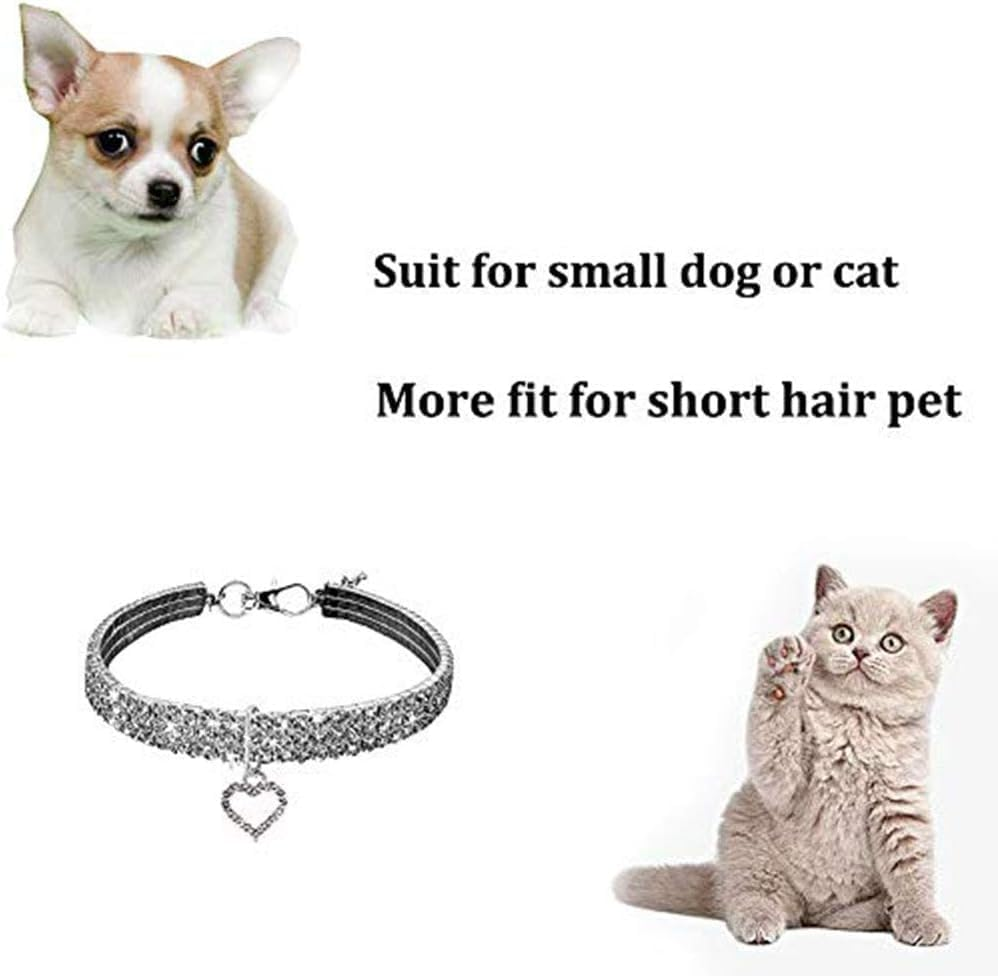 Rhinestones Dog Collar and Pearl Dog Necklace Set, Adjustable Neck Strap Bling Full Diamond Crystal Cute Pearl Dog Collar for Small Cats Puppy for Wedding Birthday Party (White, Small) image number 1