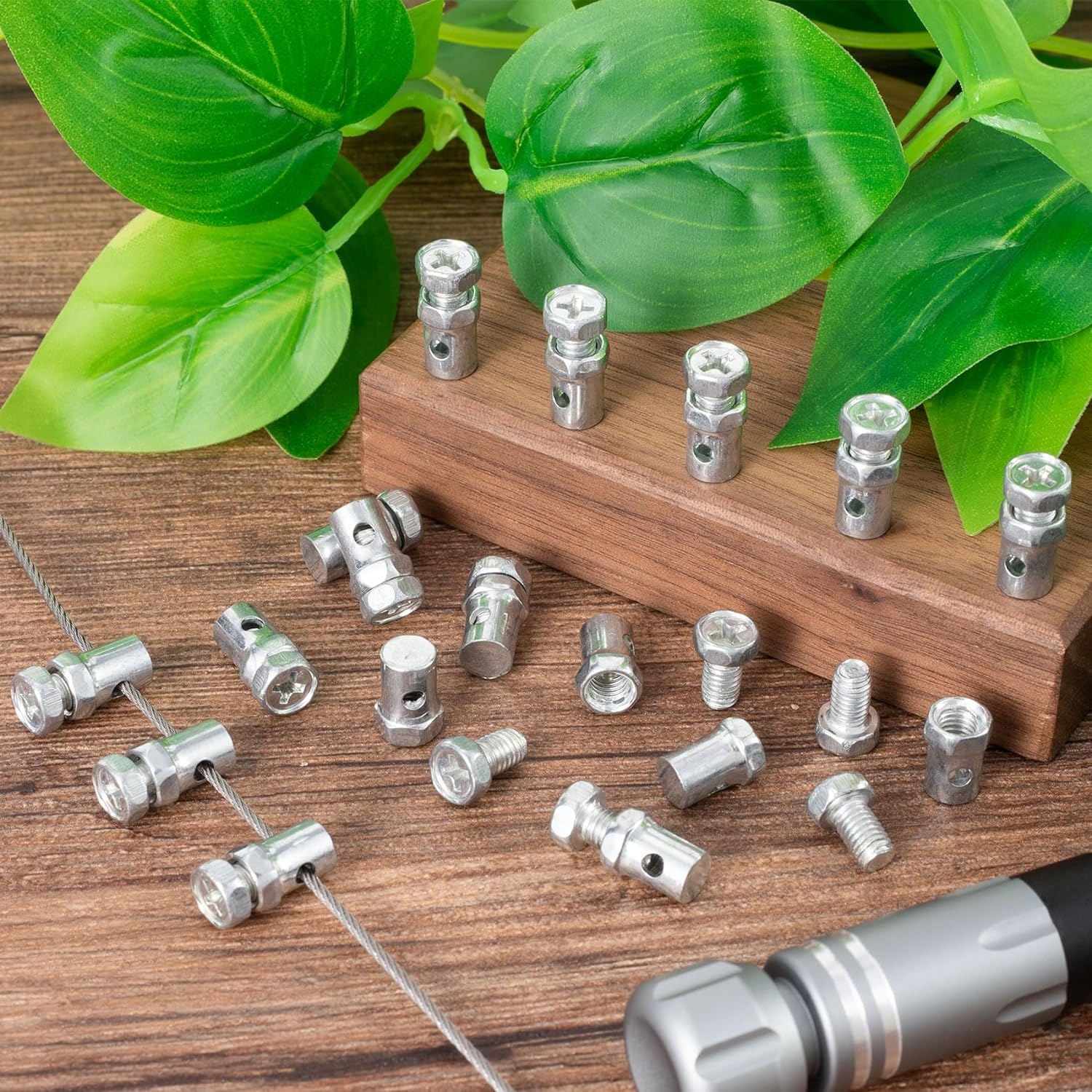 OIIKI 40PCS 1/8" Throttle Cable Ends, 3Mm Cable Stop Lock Clamps, Metal Brake Cable Accessories for Go Kart, Bicycle, Motorcycle, Scooter -Silver