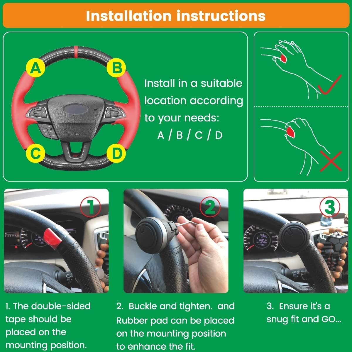 Steering Wheel Knob Spinner Wheel Knob, Skin-Touch Silicone, Low Profile, Compatible with Any Steering Wheels - Car, Tractor, Mower, for One-Handed Driving and Make Driving More Comfortable and Safer image number 6
