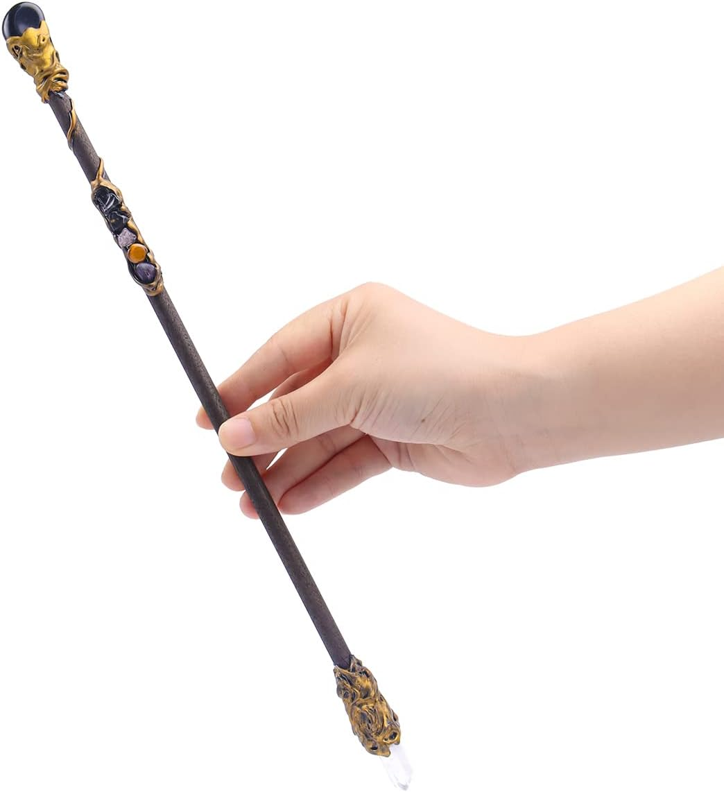 Fine Handcrafted Crystal Magic Wand Pink Crystal White Crystal Gemstone Magic Wand Cosplay Magic Wand for Witches and Wizards