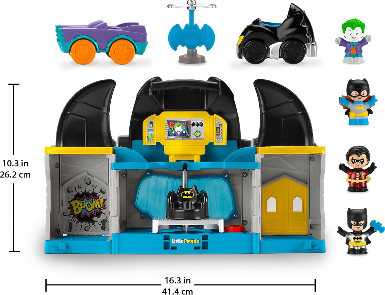 Fisher-Price Little People Toddler Batman Toy DC Super Friends Deluxe Batcave Playset with Figure for Pretend Play Ages 18+ Months image number 1