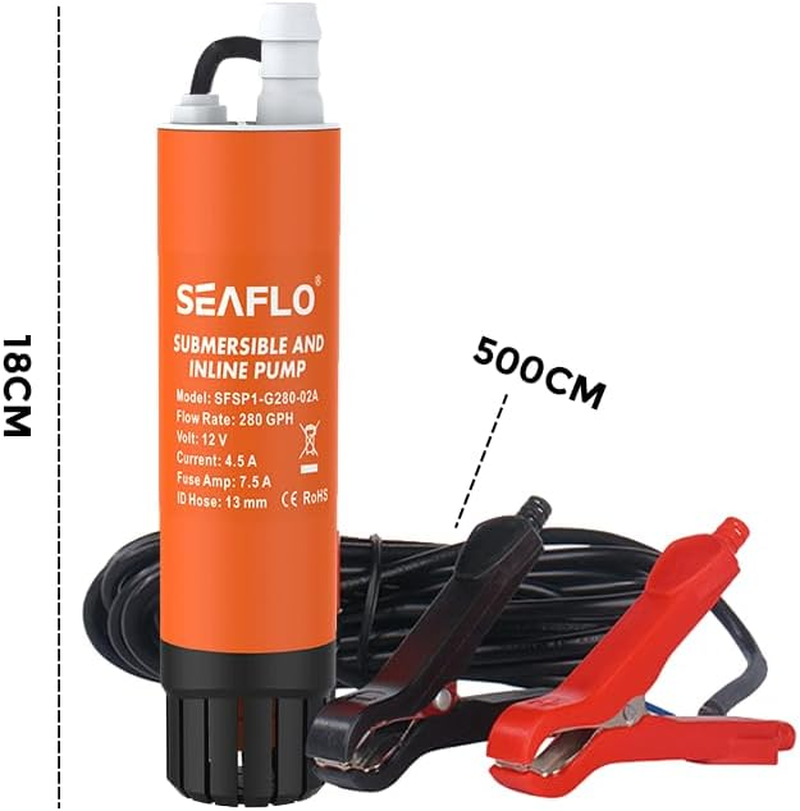 280GPH 12V Boat Caravan Inline Water Pump Submersible and Inline Water Transfer Pump with 5M Cabel(12V-280Gph) image number 6