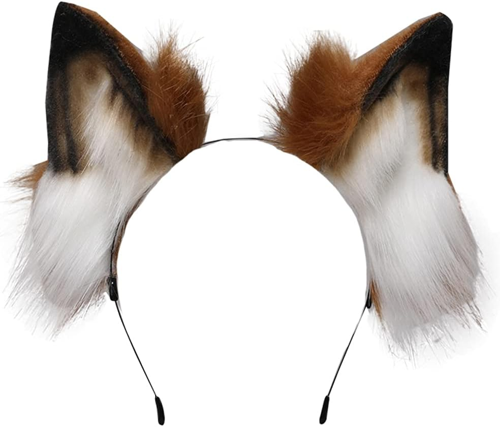 VIGVAN Handmade Wolf Fox Ears Animal Cosplay Cute Head Accessories for Halloween