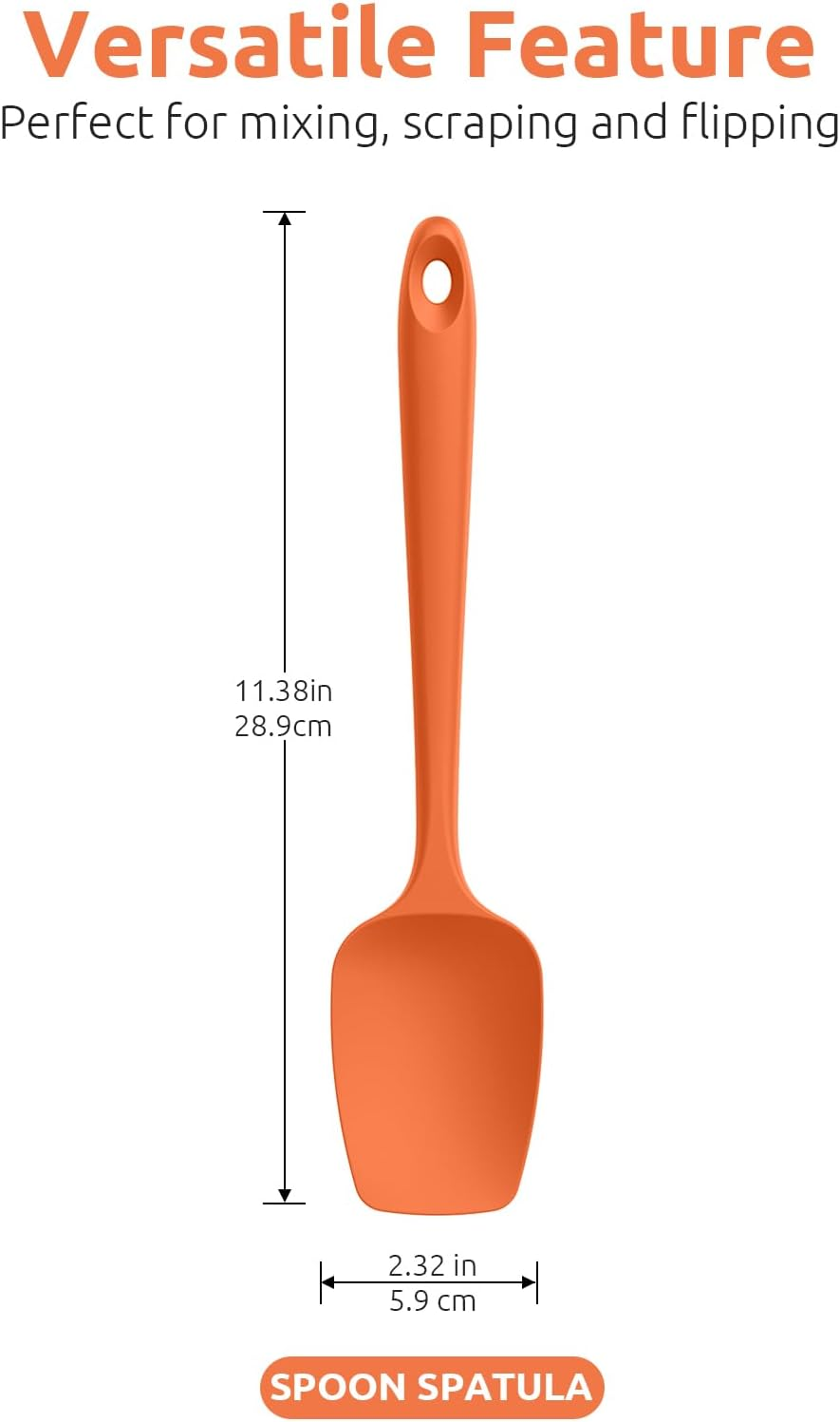 U-Taste Silicone Spoon Spatula Set, 315℃ High Heat Resistant Bpa-Free Flexible Rubber Scraper, Cooking Mixing Baking Kitchen Utensils Set of 3 (Orange) - Colorful image number 6