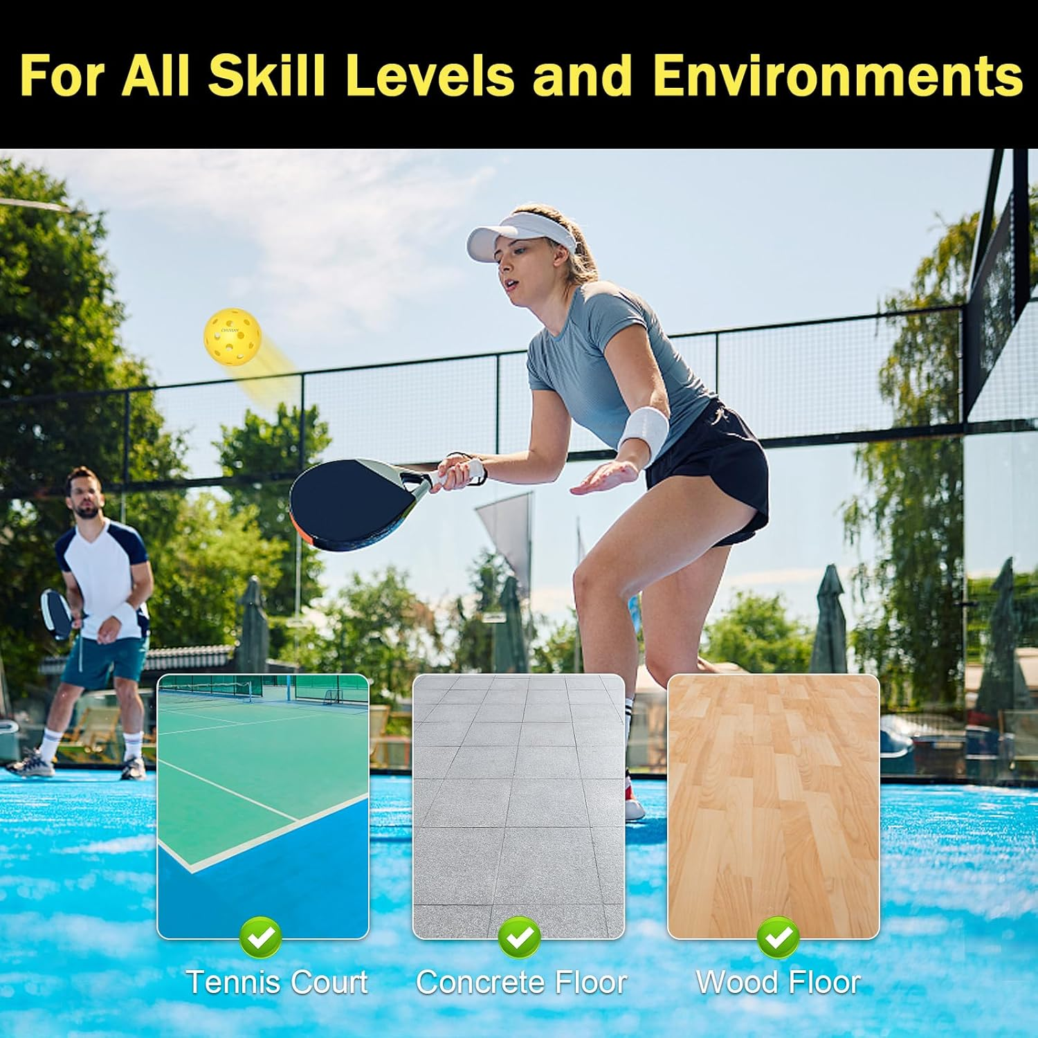 6-Pack Outdoor Pickleball Balls, Premium Pickleballs USAPA Approved for the Tournament and Sanctioned Play, Extra Durable & Bounce, 40 Hole Pickle Balls, C40 Yellow image number 1