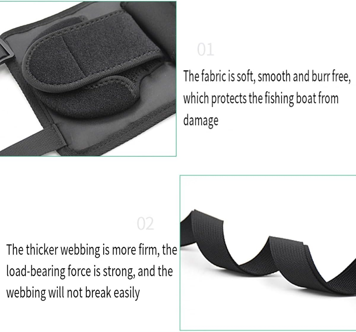 AIMALL 2Pcs Car Fishing Rod Rack Strap Holder for Backseat Storage, Portable Adjustable Fishing Pole Organizer, Durable Oxford Cloth with Neoprene Rod Wraps