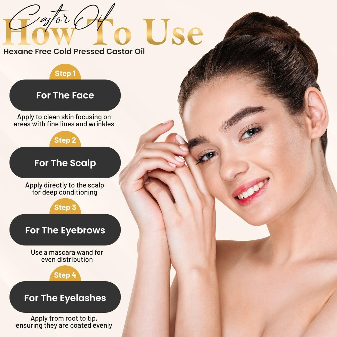 Organic Castor Oil Pack 250Ml+Reusable Castor Oil Wrap| Unisex Waist & Neck Compress Pads &ndash; 100% Pure Cold-Pressed May Help Hair Growth, Skin Moisturization, Eyelash and Eyebrows Enhancement image number 1