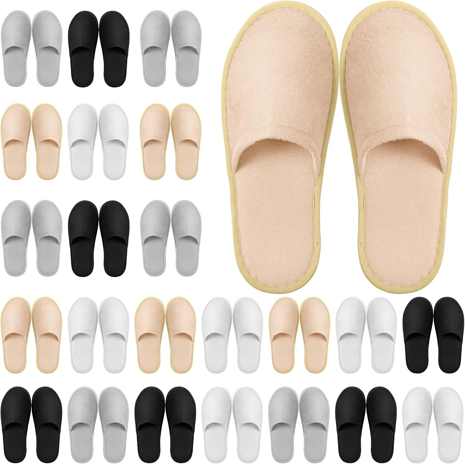 24 Pairs Non Slip Disposable Slippers, Closed Toe for Family Spa Guests Hotels Home Party, Housewarming image number 6