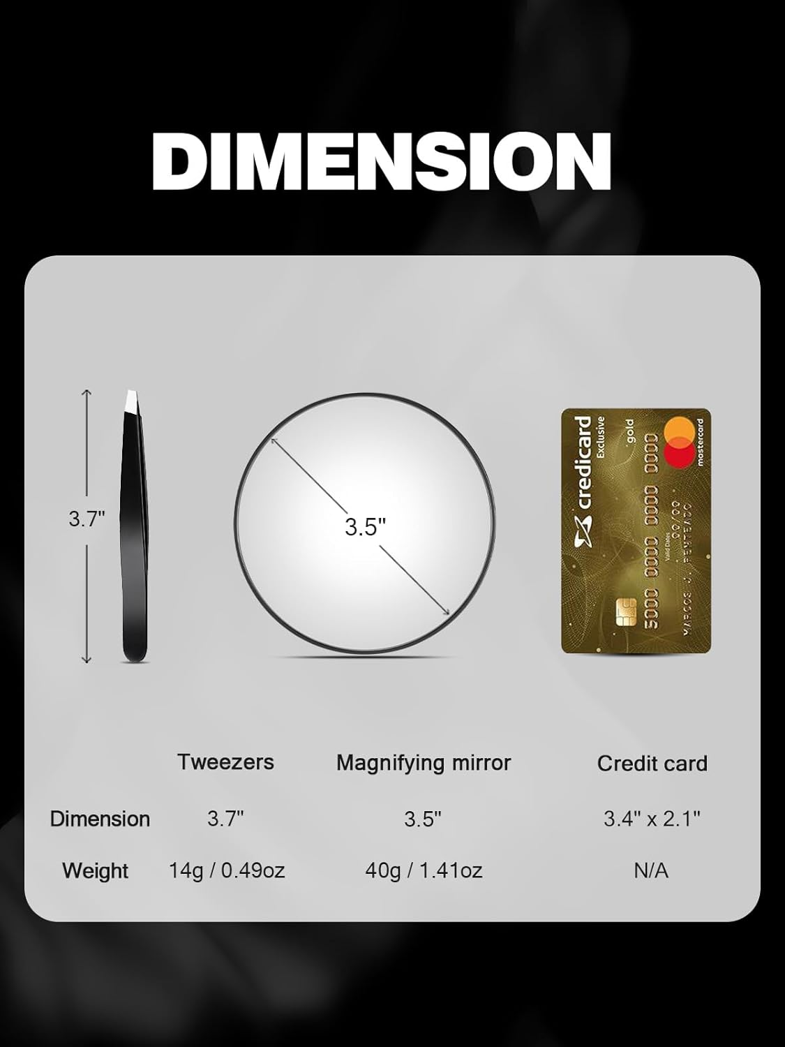 10X Magnifying Mirror with 2 Suction Cups, 3.5 Inches Magnified Makeup Mirror and Slant Tweezers,1Pcs