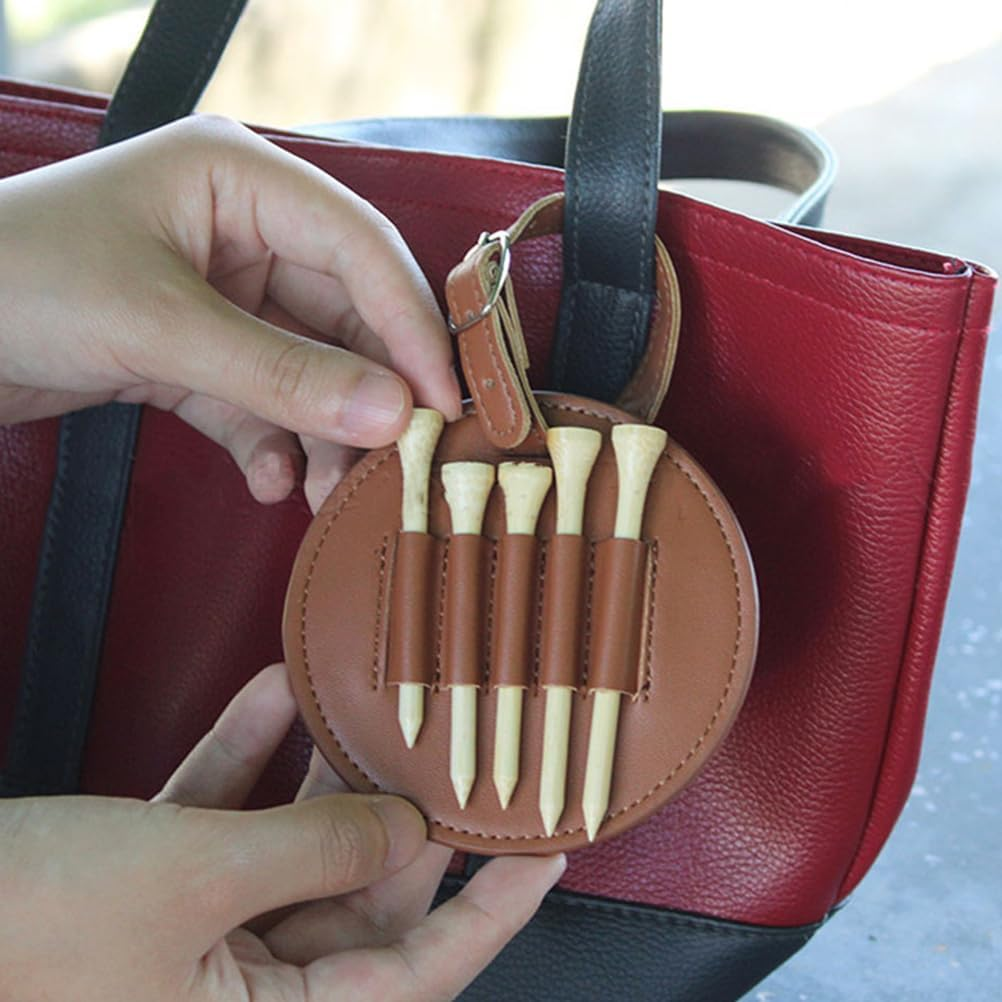 Golf Teg Sets Tees Organizer for Men Golf Tee Pouch Golfs Tees Organizer Golfing Tee Holder Golfing Supplies Golfs Supplies Golf Tee Holder for Bag Belt Portable Man Leather Strap image number 6