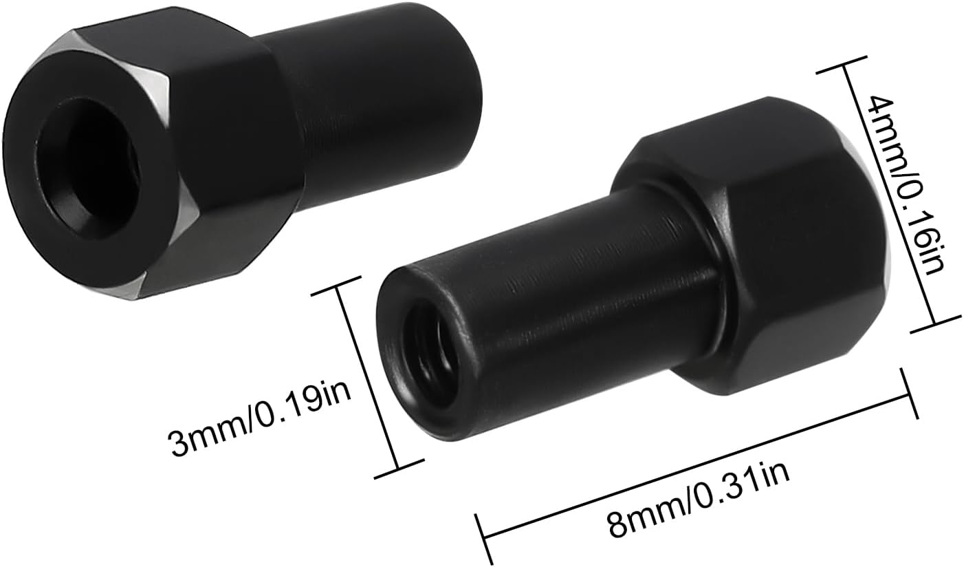 INJORA Black Brass Wheel Hexadecimal Hub + 5 Mm Extender for Axial SCX24 Upgrade 1/24 RC Crawler, Pack of 4 image number 5